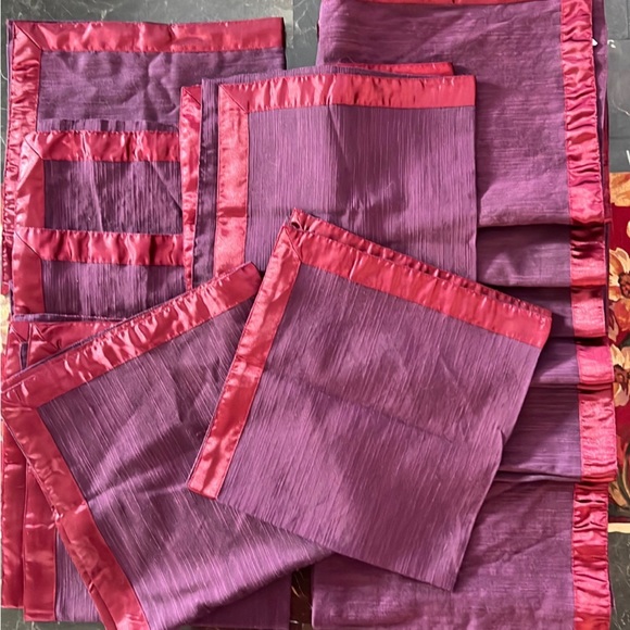 12 cotton purple and wine red dining table placemats - Picture 2 of 15